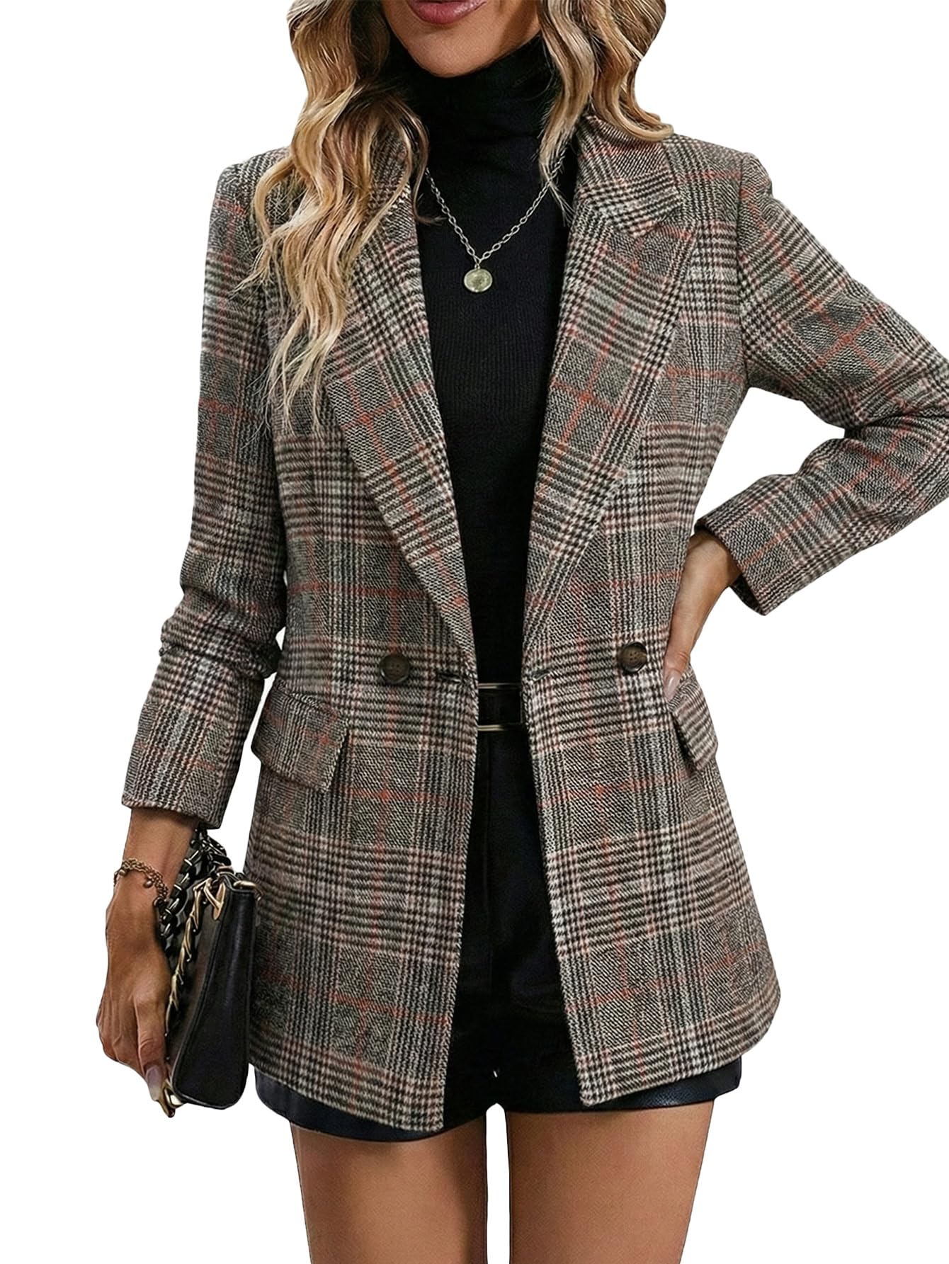 2026 Women's Fall Plaid Blazer Jacket