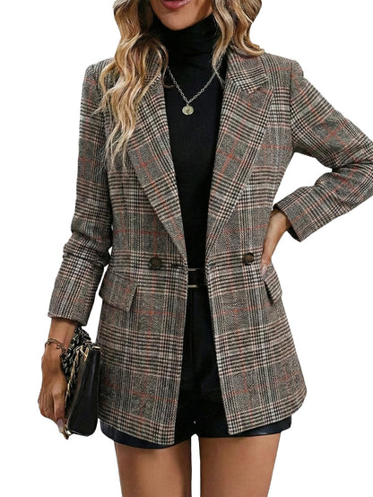 2026 Women's Fall Plaid Blazer Jacket