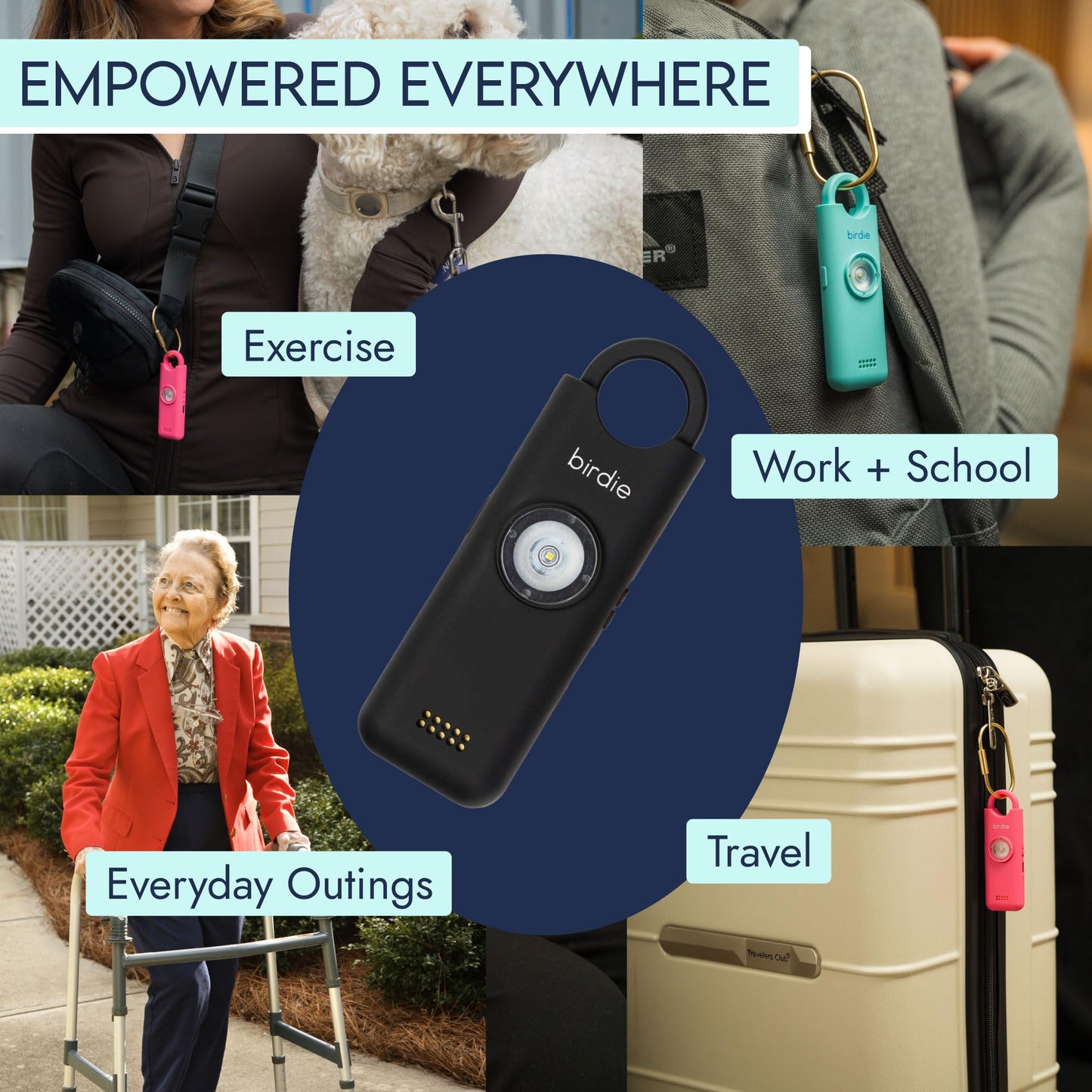 She’s Birdie 3.0 New Version – The Original Personal Safety Alarm for Women by Women–Loud Siren, Flash Light and Rechargeable Battery in a Variety of Colors (Aqua Blue)