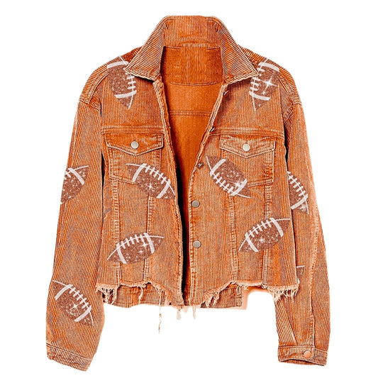 Xunger Women’s Football Corduroy Sequin Jacket