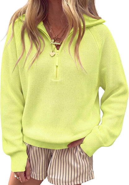 Women's Half Zip Sweater Long Sleeve Pullover