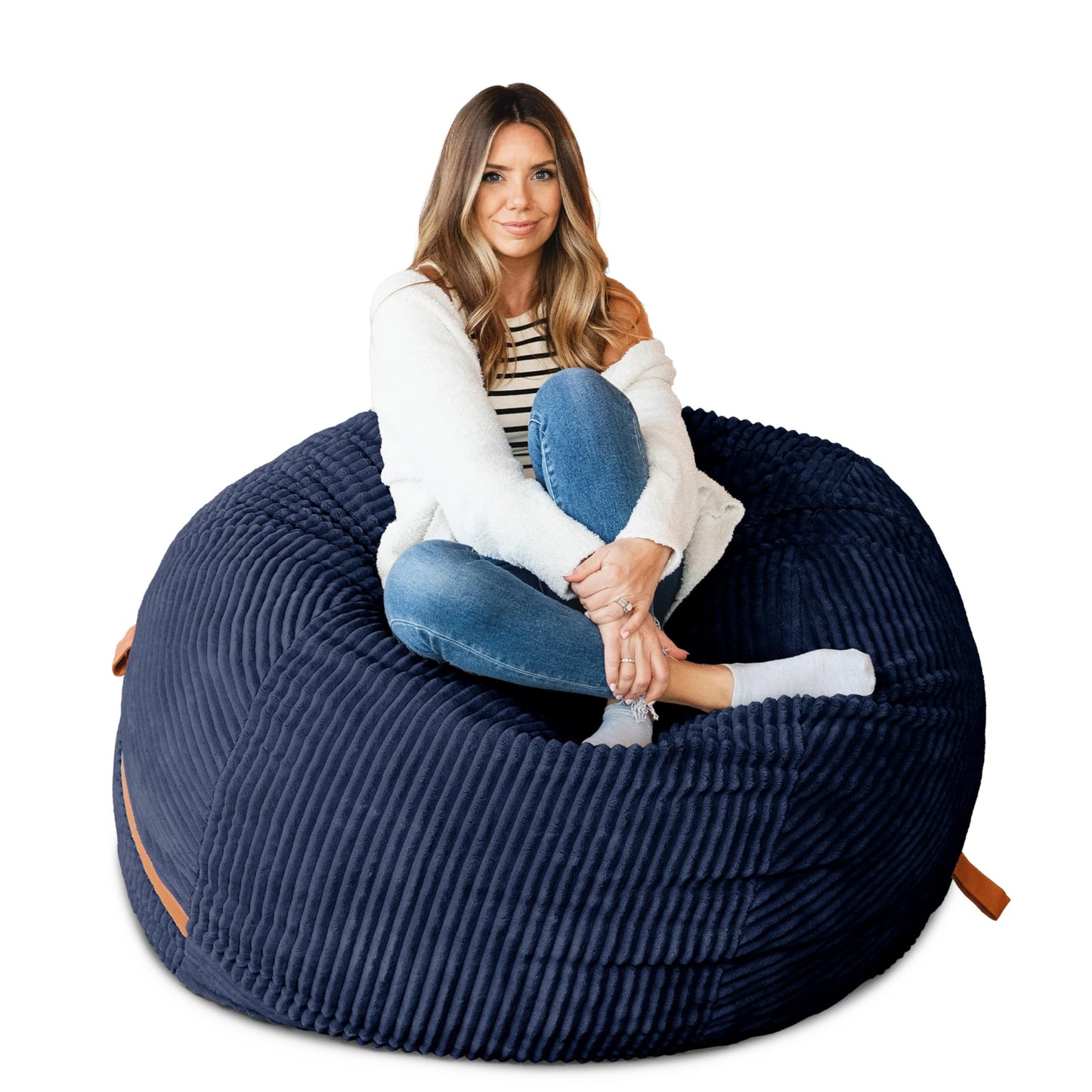 Big Joe Fuf 7Ft Giant Foam Bean Bag Chair, Oversized Couch with Removable Cover for Kids, Teens, Adults, Fog Lenox, Durable Woven Polyester, 7 Foot