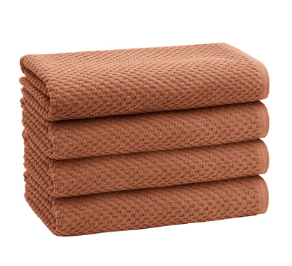 COTTON CRAFT- Euro Spa Set of 4 Luxury Waffle Weave Bath Towels, Oversized Pure Ringspun Cotton, 30 inch x 56 inch, White