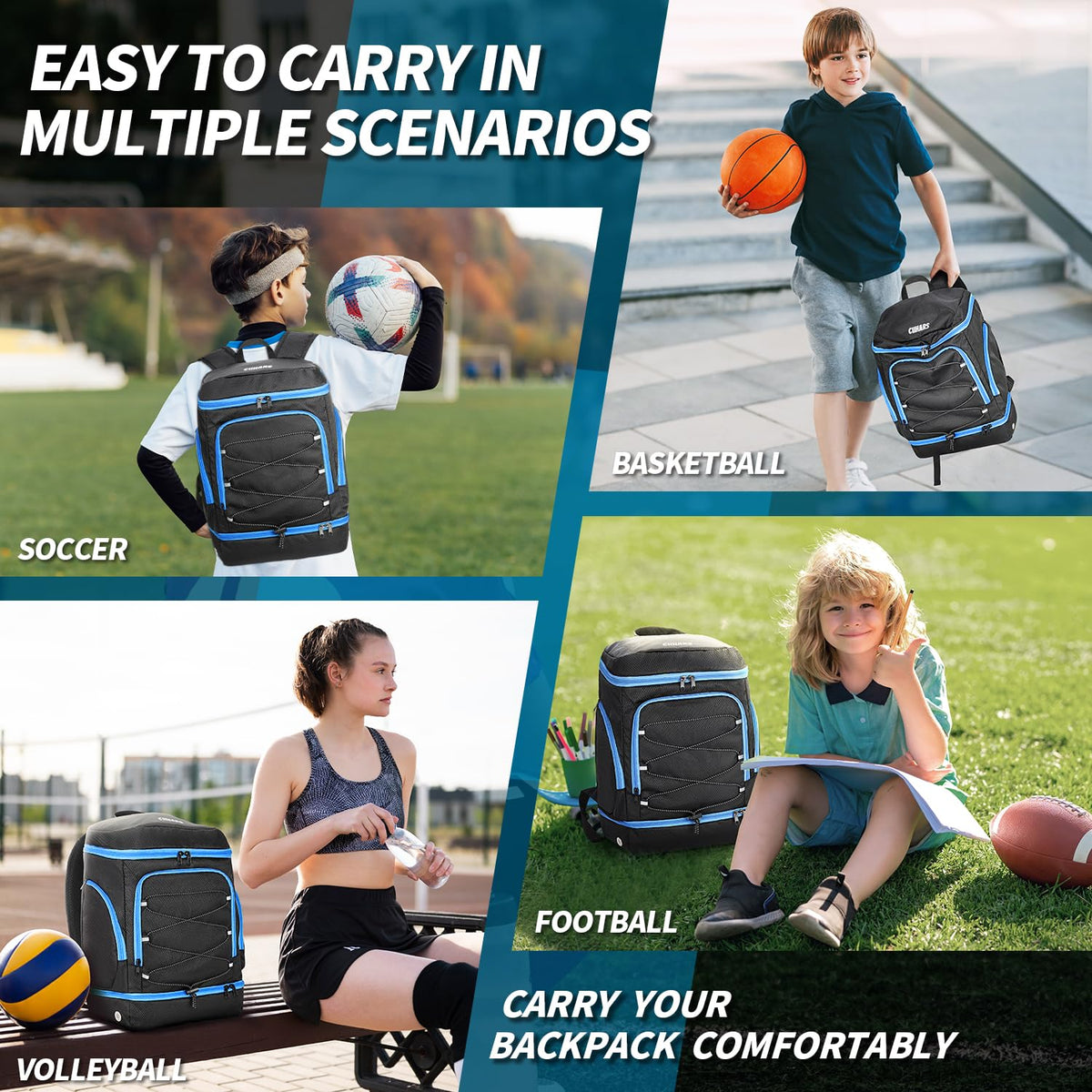 Soccer Backpack,Soccer Bag with Ball Holder and Shoe Compartment
