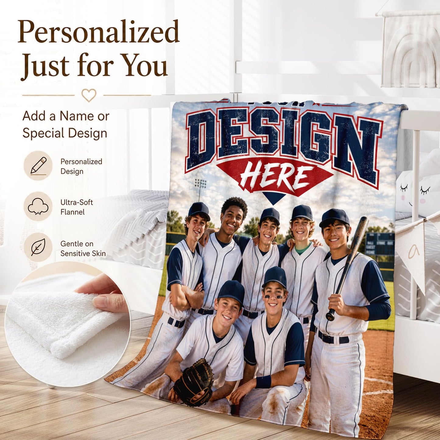 Kids Blanket Custom Baseball Blankets, Splashed Ink Throw Bed Travel