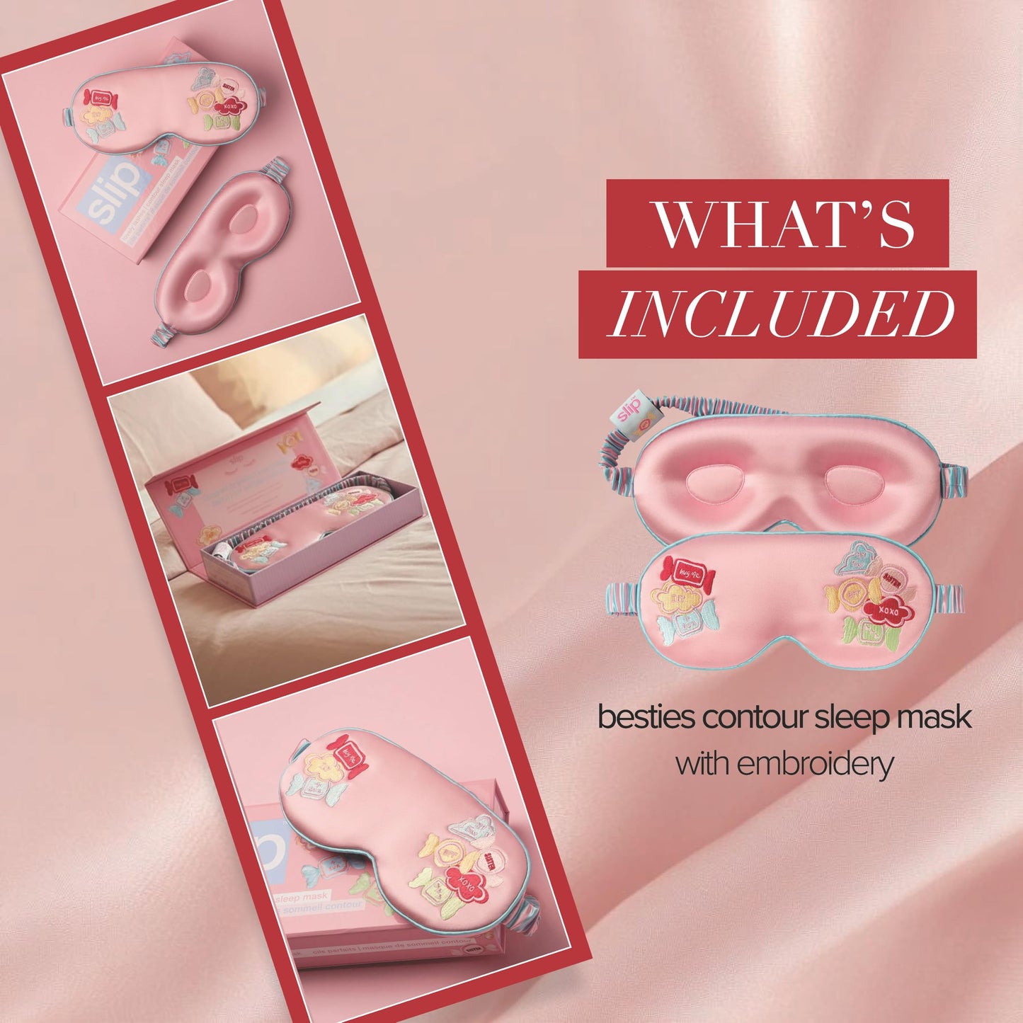 slip Pure Silk Contour Sleep Mask: Protect Your Delicate Lashes with Our Innovative, Lash-Friendly Design. Experience Uninterrupted Beauty Sleep with Slipsilk™ Comfort, 1 Contour Mask, Scarlet