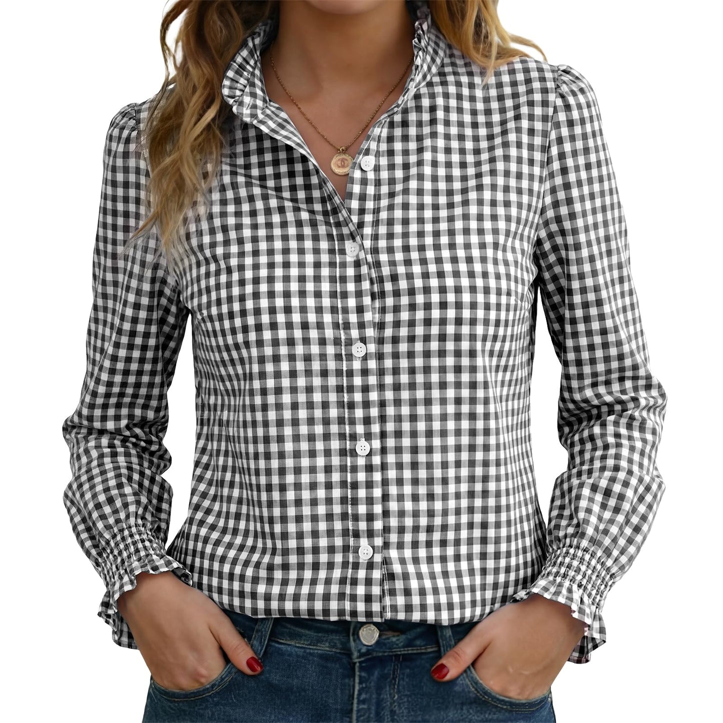 Funlingo Women's Striped Button Down Shirt