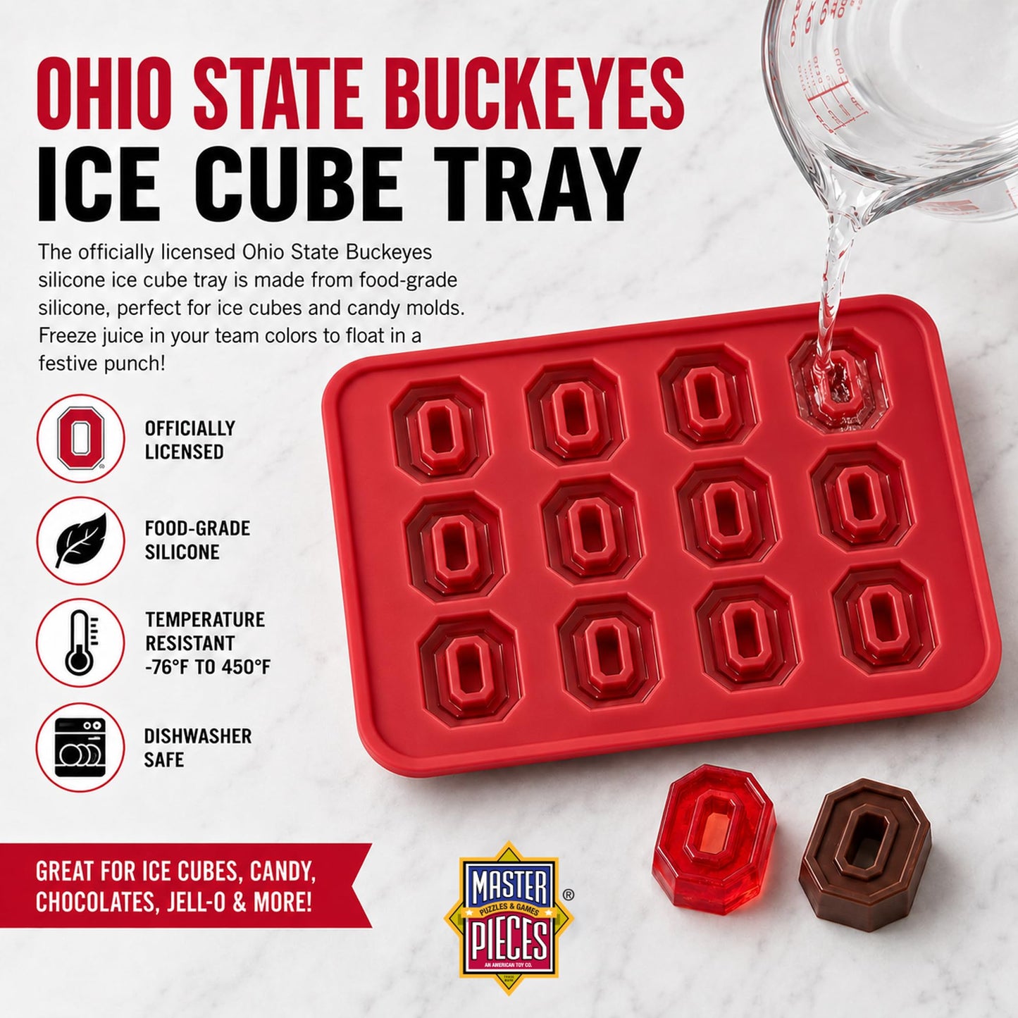 Masterpieces Fanpans Ncaa Alabama Crimson Tide Silicone Ice Cube Tray Set - Fun Alabama Merchandise, Dishwasher Safe