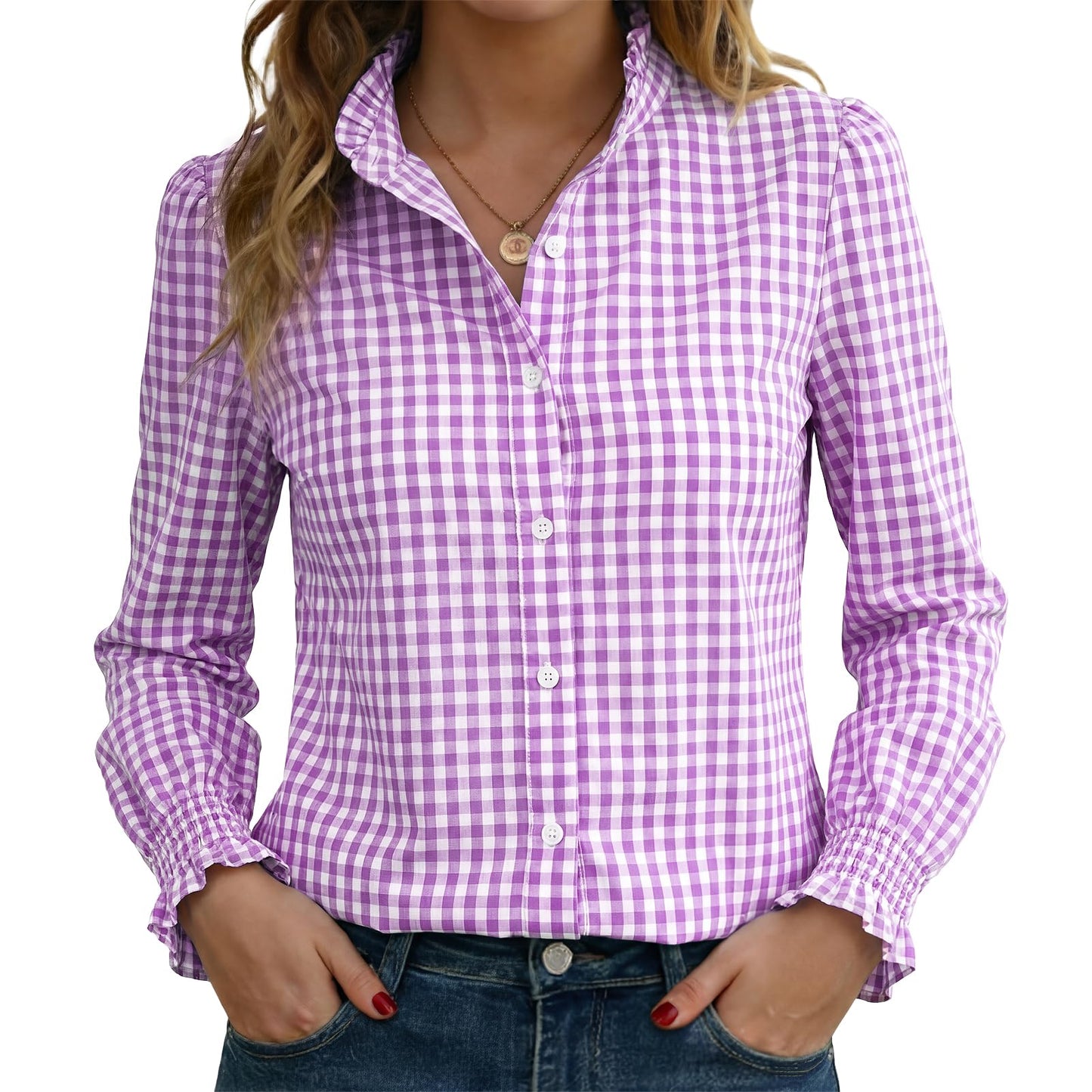 Funlingo Women's Striped Button Down Shirt
