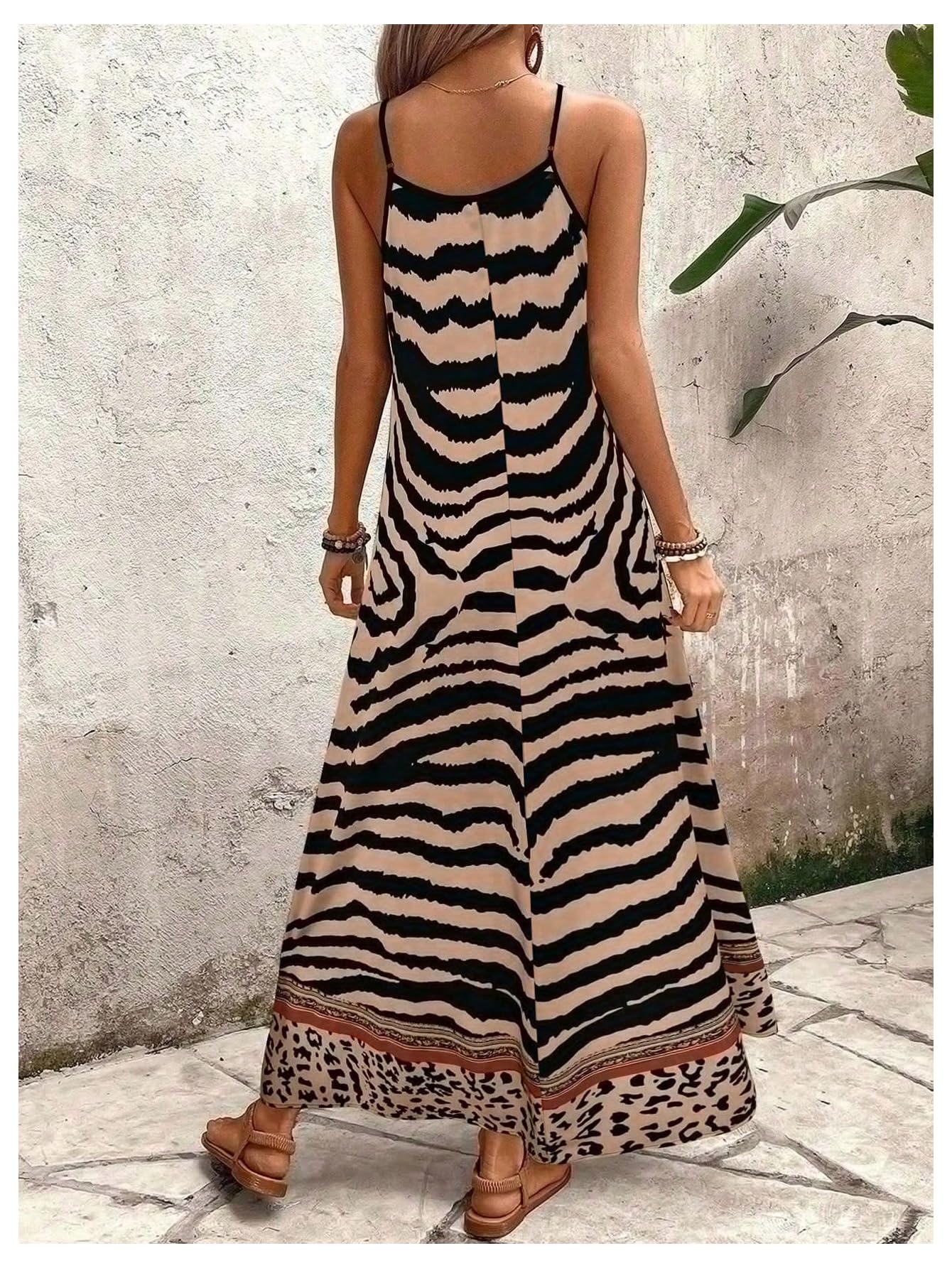 GORGLITTER Women's Animal Print Boho Flowy Maxi Dress