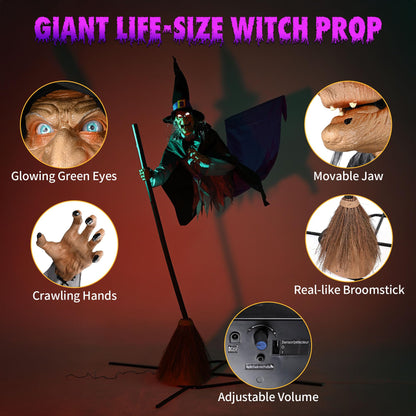AW 9Ft Animatronics Flying Witch Hovering Broom Animated AC 100V-240V Halloween Outdoor Decoration Motion Activated 2026