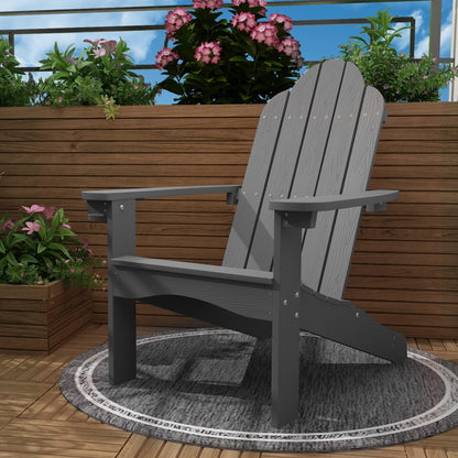 LUE BONA HDPS Adirondack Chairs Set, Fire Pit Outdoor Chair Weather Resistant with Cup Holder, Modern Plastic Chair Plastic for Patio, Deck, Proch, 350LBS, 4 Set, Dark Brown