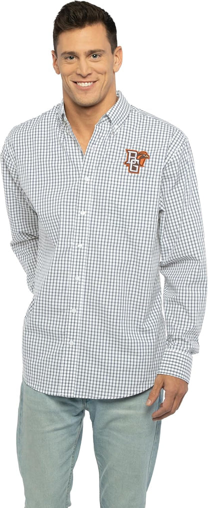 Vantage Men's Collegiate Easy-Care Long Sleeve Gingham Check Button Down Shirt