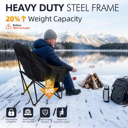 Oversized Camping Chairs for Adults - Heavy Duty Padded Outdoor Camp Chair