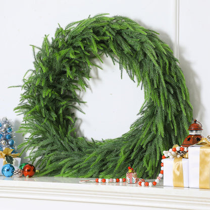 Wavwavw 48" Christmas Large Norfolk Pine Wreath for Front Door