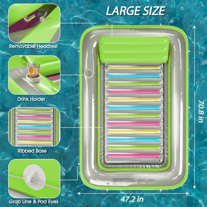 Inflatable Tanning Pool Lounger Float - Jasonwell 4 in 1 Sun Tan Tub Sunbathing Pool Lounge Raft Floatie Toys Water Filled Tanning Bed Mat Pad for Adult Blow Up Kiddie Pool Kids Ball Pit Pool (L)