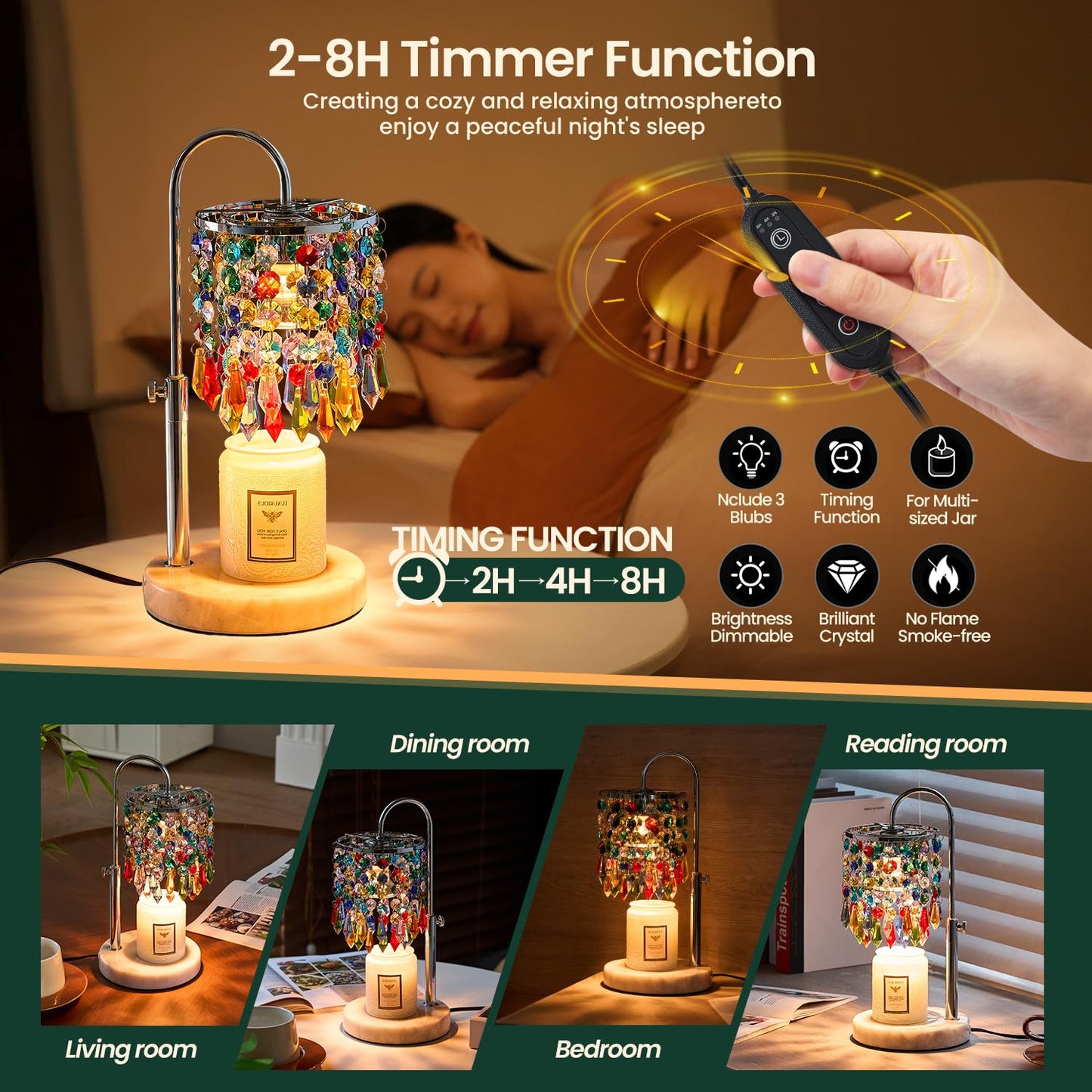 Candle Warmer Lamp with Timer & Dimmer