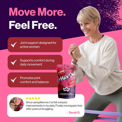 Primal Queen Marrow – Bone Marrow Joint Support for Women | 46x Bioavailable Curcuwin® Turmeric, Hyaluronic Acid, Boswellia | Joint Flex Support, 46x More Absorption