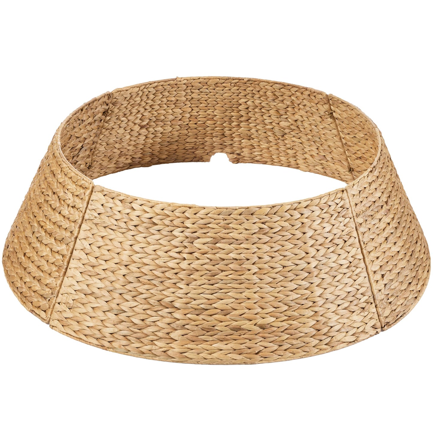 Best Choice Products 42in Christmas Tree Collar, Woven Hyacinth 4-Piece Holiday Rattan Tree Skirt Accessory for Home w/Cord Cut-Out - Chestnut