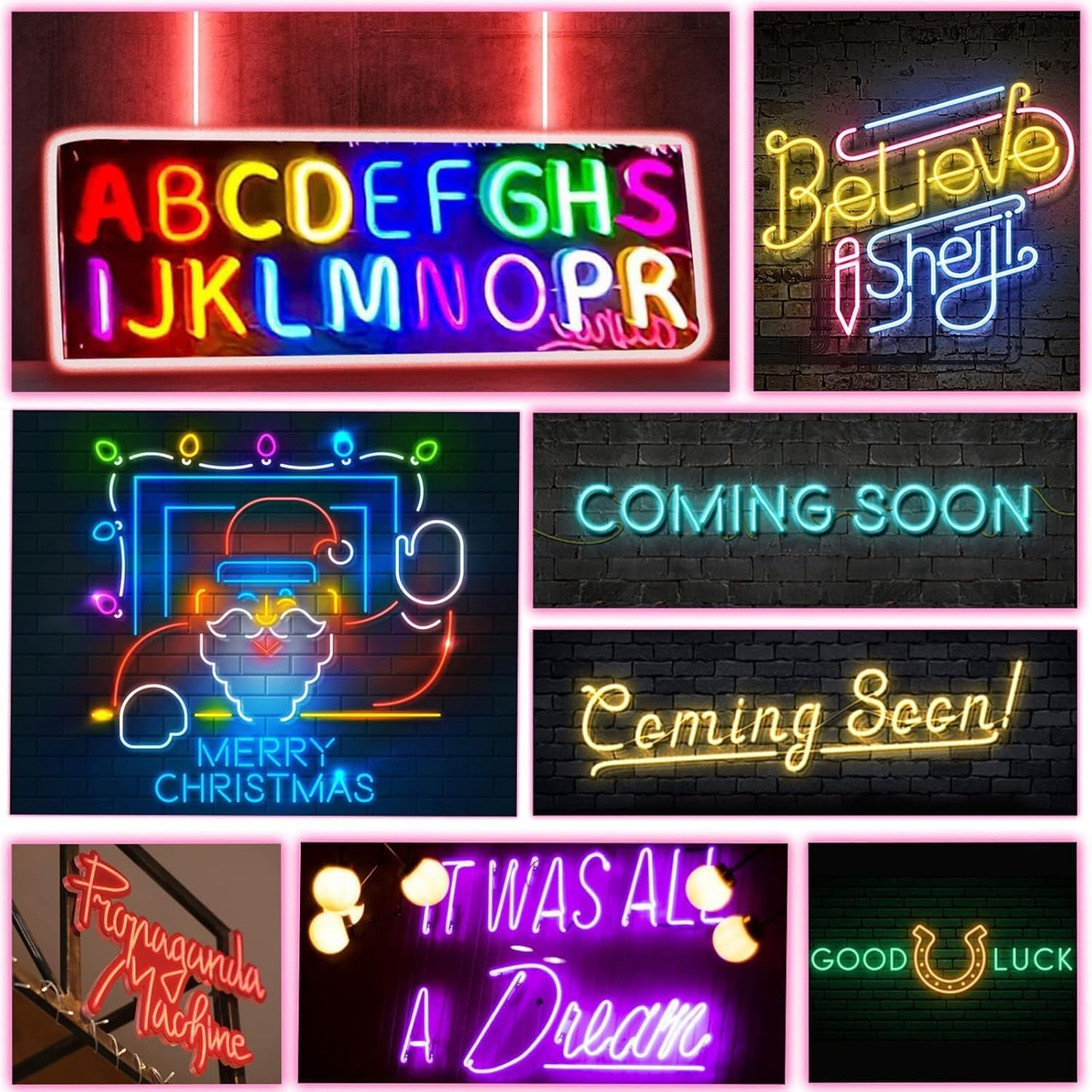 Large Good Vibes Only Neon Signs for Wall Decor -56.57" x 13.5" Pink