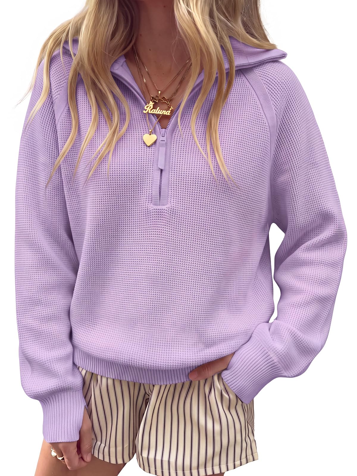Women's Half Zip Sweater Long Sleeve Pullover