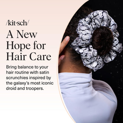 Kitsch Ultra-Petite Satin Scrunchies for Women - Cherry Blossom, 5pcs