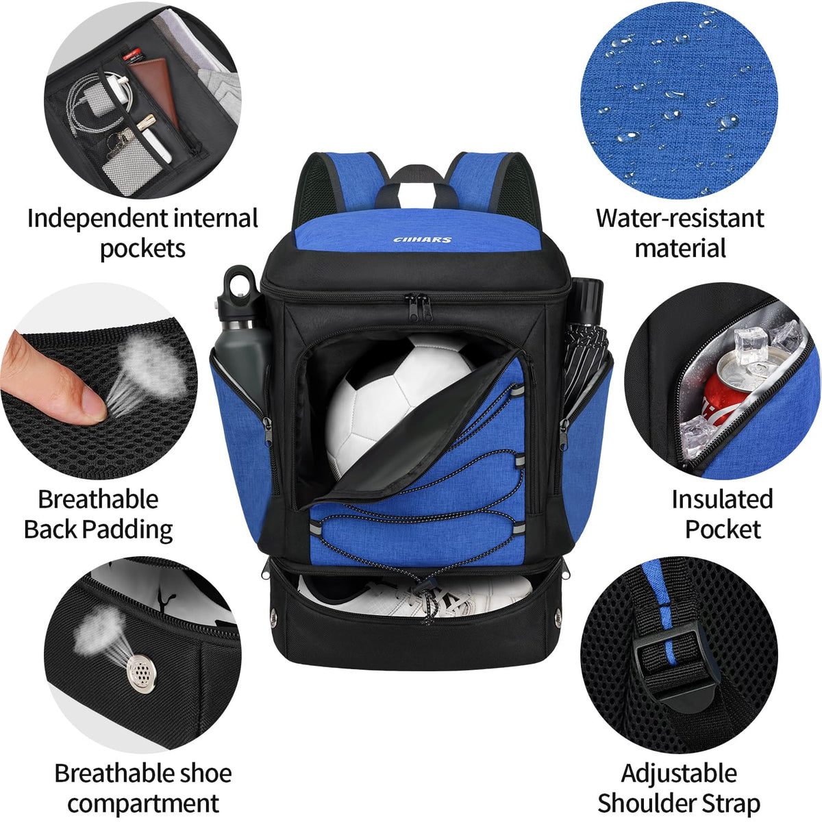 Soccer Backpack,Soccer Bag with Ball Holder and Shoe Compartment