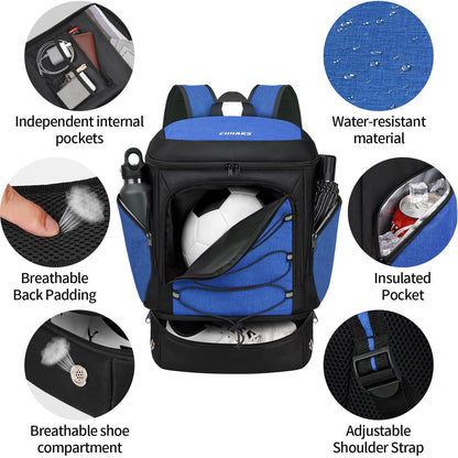 Soccer Backpack,Soccer Bag with Ball Holder and Shoe Compartment