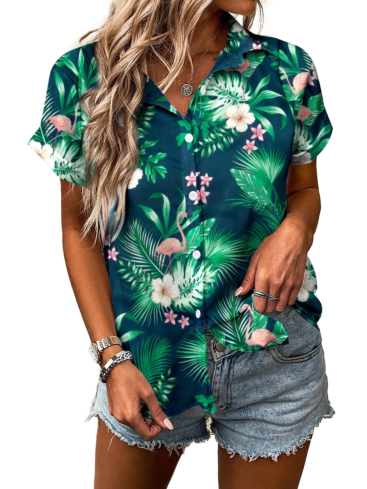 UNIQUEONE Womens Hawaiian Shirt