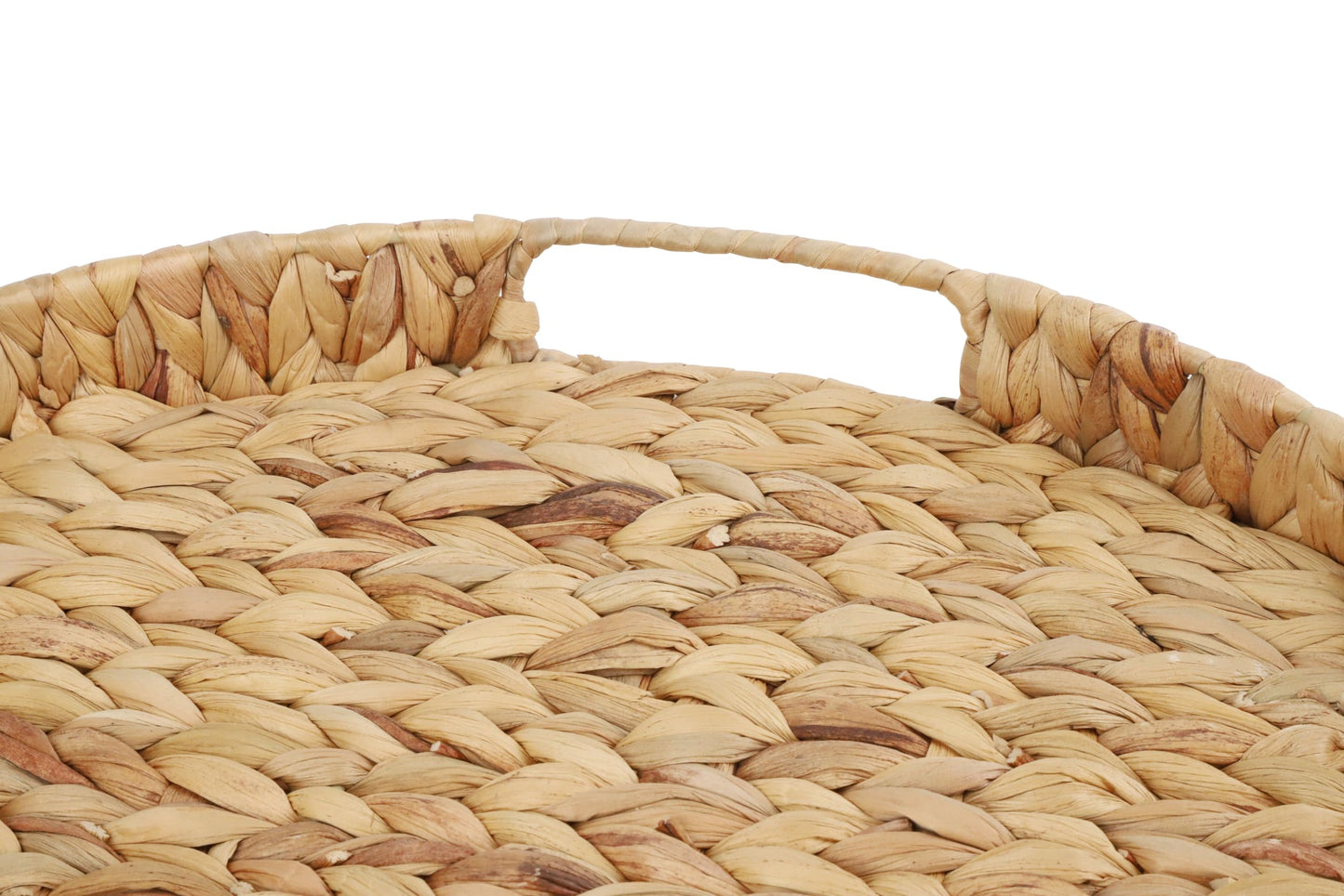 Gurfuy Extra Large Round Ottoman Table Tray with Handles - 19.7" Handmade Wicker Serving Hand Woven Tray for Farmhouse Decorative Oversized Coffee Table Trays Living Room Kitchen Counter Breakfast