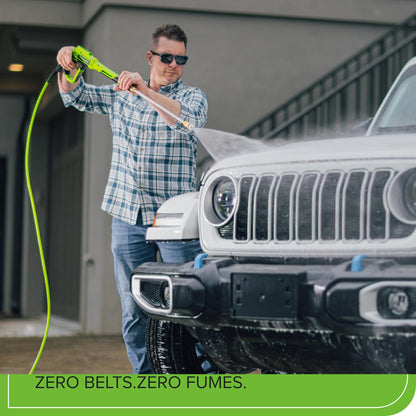 Greenworks 3000 PSI (2.0 GPM Max) Brushless Electric Pressure Washer (15°, 25°, 40°, Turbo and Soap Nozzle) for Use On Decks, Fences, Driveways, Sidewalks, Siding & More. Heavy-Duty