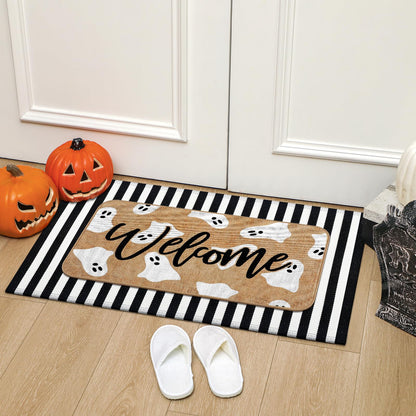 Tinideya 2 Pcs Halloween Door Mats Outdoor Layered Ghost Front Door Mat