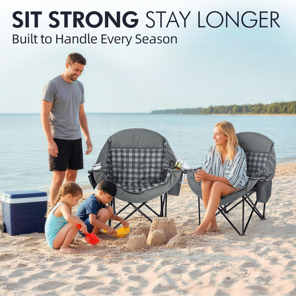 Oversized Camping Chairs for Adults - Heavy Duty Padded Outdoor Camp Chair