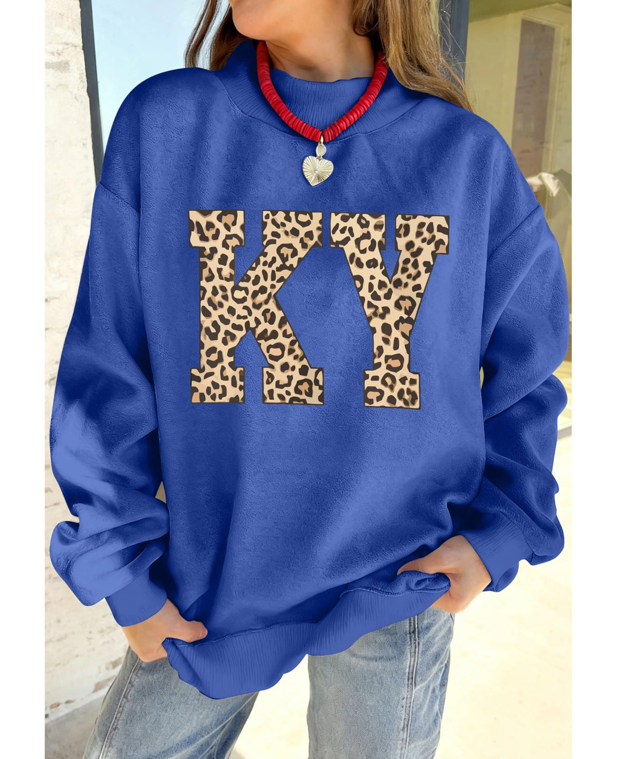 SELINK Womens Double Printed Reversible Mock Neck Sweatshirts Pullover Tops