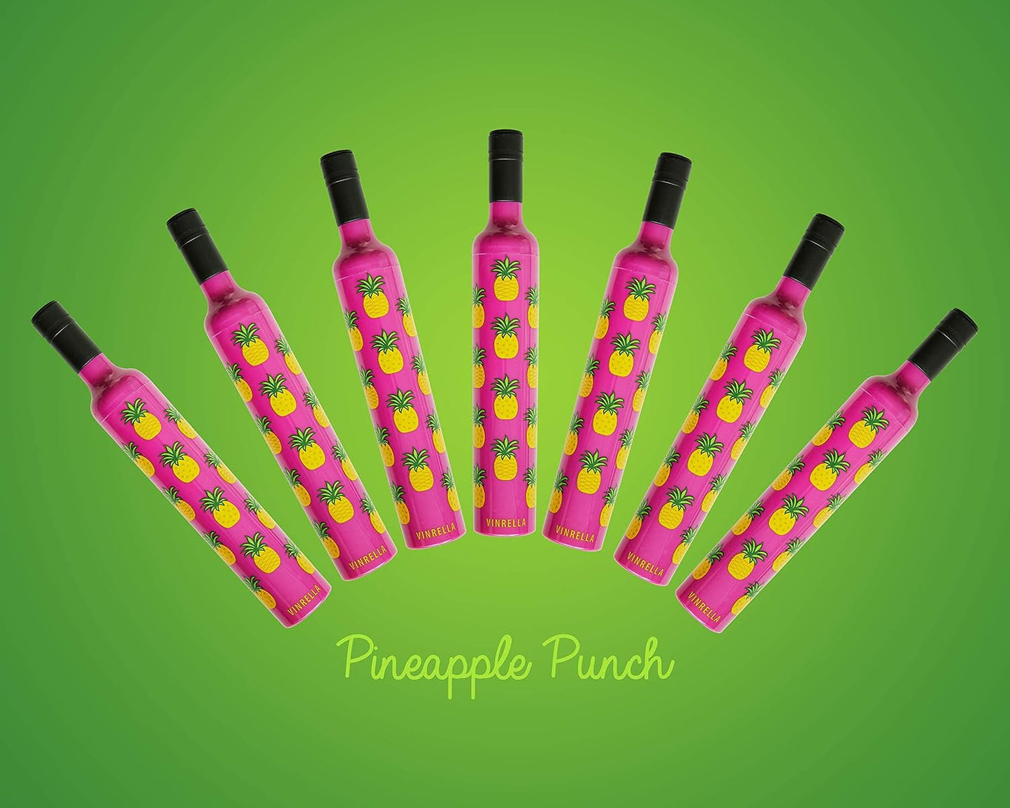 VINRELLA Wine Bottle Umbrella, Pineapple Punch, UV-Blocking, Waterproof, Portable, Lightweight, Fun Gift