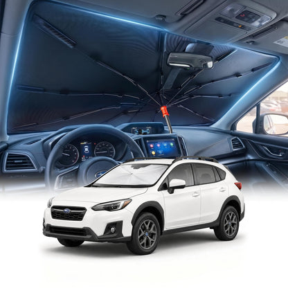 DMJN Umbrella Windshield Sun Shade - Medium, Car Sunshade for Front Windshield [Nano Ice-Crystal Coatings] UPF50+ Heat & UV Block, Protect Interior & Keep Cooler Universal for Car, SUV, Truck