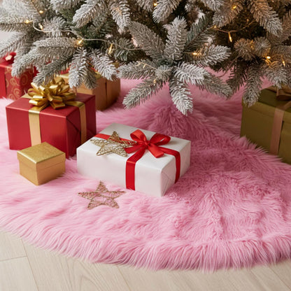CHICHIC 60 inch Christmas Tree Skirt Faux Fur Xmas Tree Skirt Christmas Decorations Holiday Tree Ornaments Tree Decoration for Christmas Home Decorations, Xmas Party Holiday Decorations, Snow White
