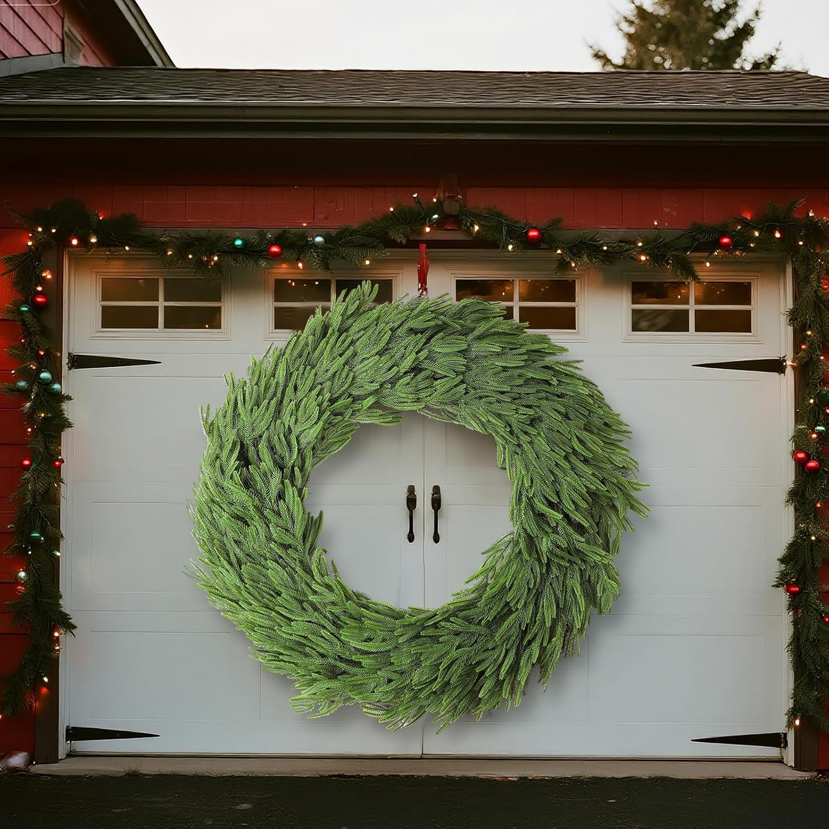 Wavwavw 48" Christmas Large Norfolk Pine Wreath for Front Door