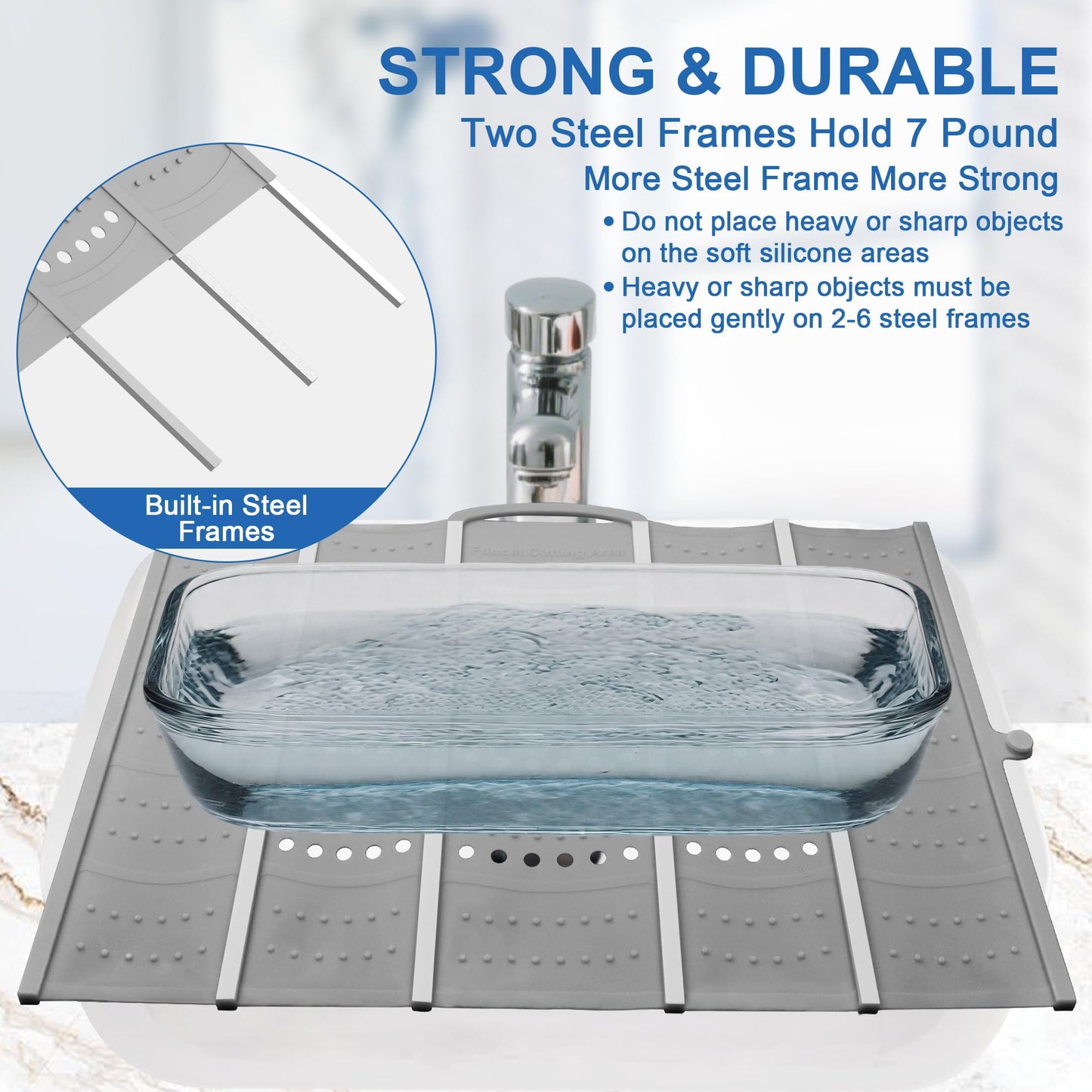 Mofason Bathroom Sink Top Cover Space Saver,Silicone Makeup Organizer Mat for Over Countertop,Small Bathroom Must Haves Accessories Rv Camper Travel Foldable Gadgets-Grey