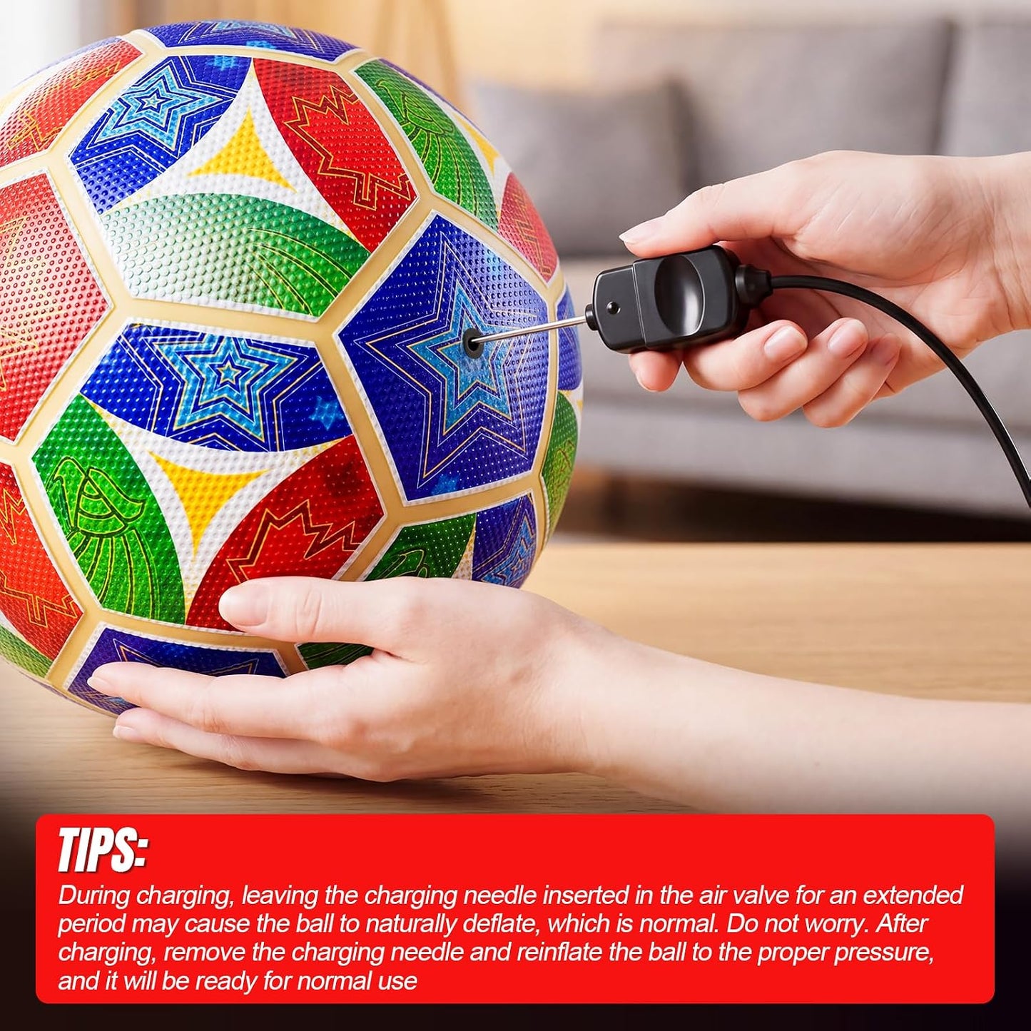 Rechargeable Light Up Soccer Ball Size 5 Tri-Color Glow in Dark