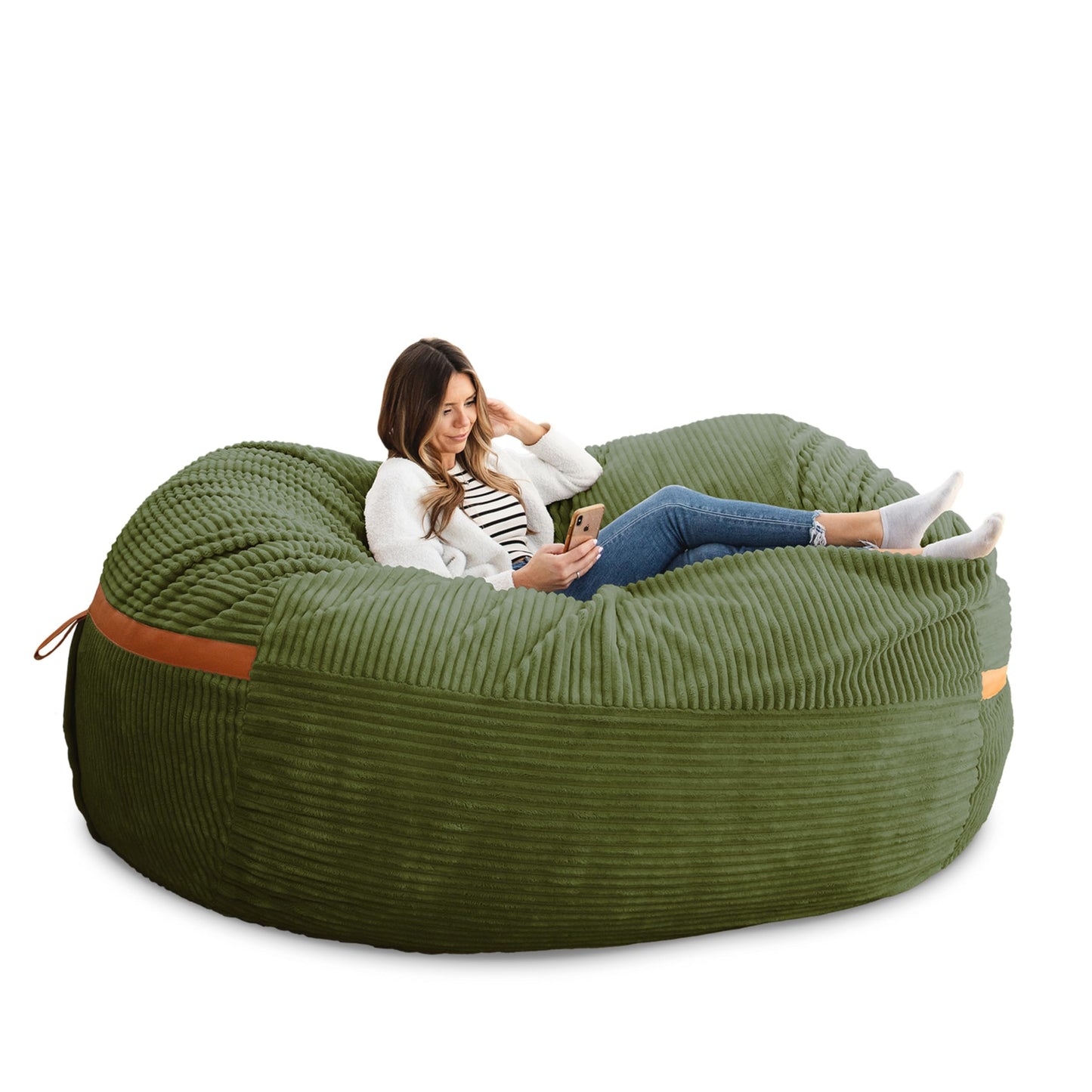 Big Joe Fuf 7Ft Giant Foam Bean Bag Chair, Oversized Couch with Removable Cover for Kids, Teens, Adults, Fog Lenox, Durable Woven Polyester, 7 Foot