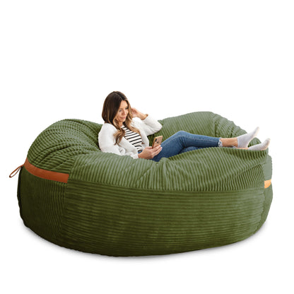 Big Joe Fuf 7Ft Giant Foam Bean Bag Chair, Oversized Couch with Removable Cover for Kids, Teens, Adults, Fog Lenox, Durable Woven Polyester, 7 Foot