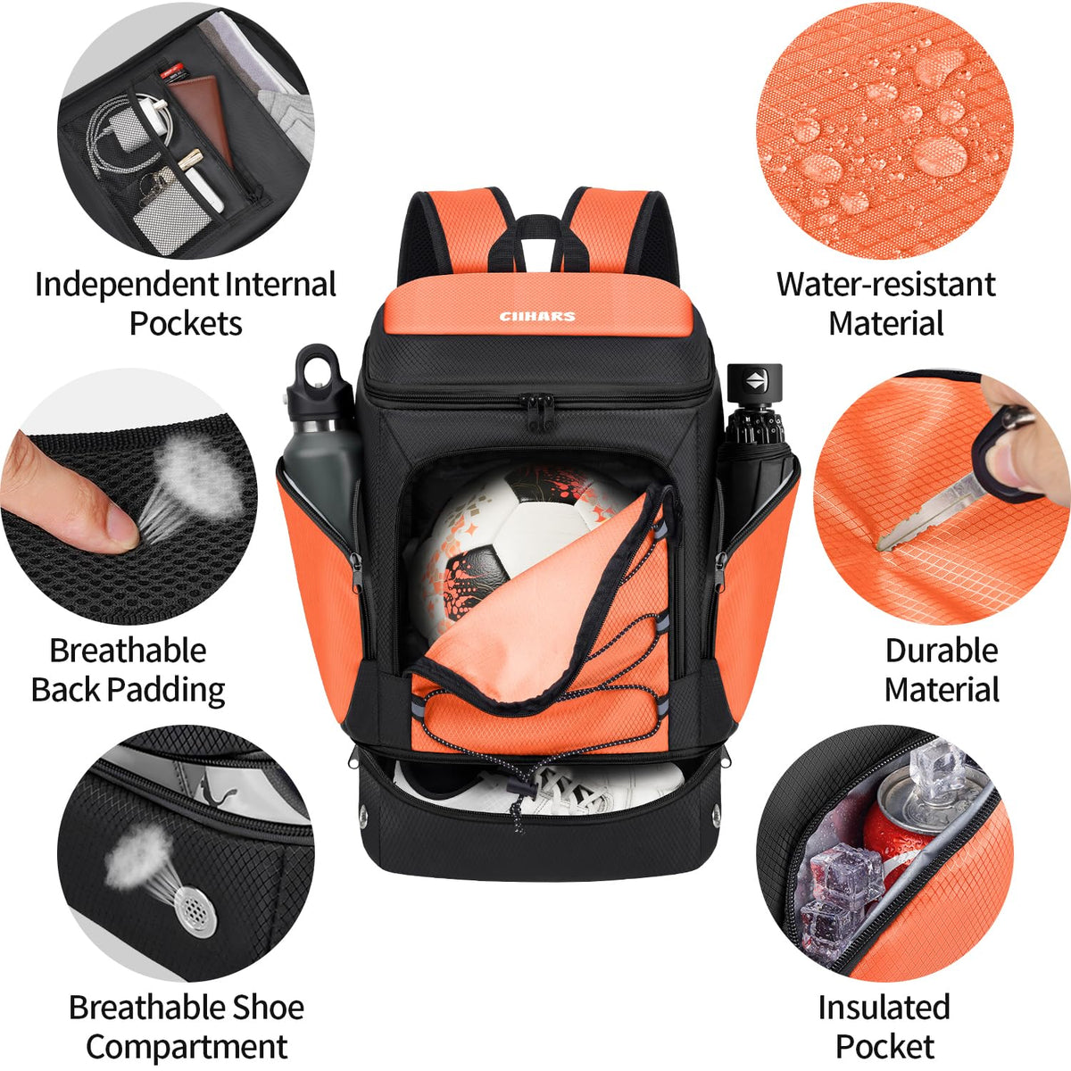 Soccer Backpack,Soccer Bag with Ball Holder and Shoe Compartment