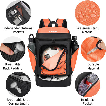 Soccer Backpack,Soccer Bag with Ball Holder and Shoe Compartment