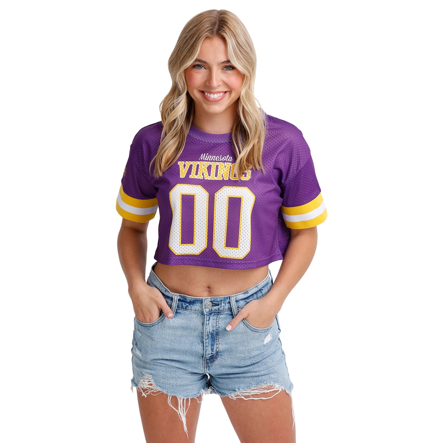 FOCO NFL Womens NFL Ladies Fashion Gameday Jersey Mesh Crop Top Shirt