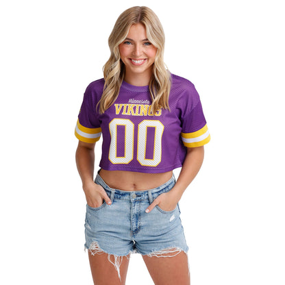 FOCO NFL Womens NFL Ladies Fashion Gameday Jersey Mesh Crop Top Shirt