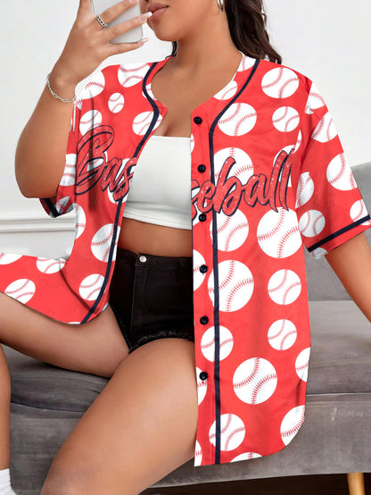 Baseball Shirt Women Baseball Jersey Graphic Button Down Shirt Game Day Short Sleeve Tops