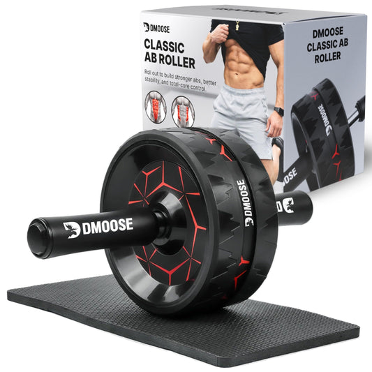 DMoose Fitness Ab Roller Wheel with Elbow Support & 2 Knee Pads - Abdominal Exercise Trainer for Core Strength Training - Ultimate Abs Workout Equipment for Home and Gym - Ab Machine for Men & Women
