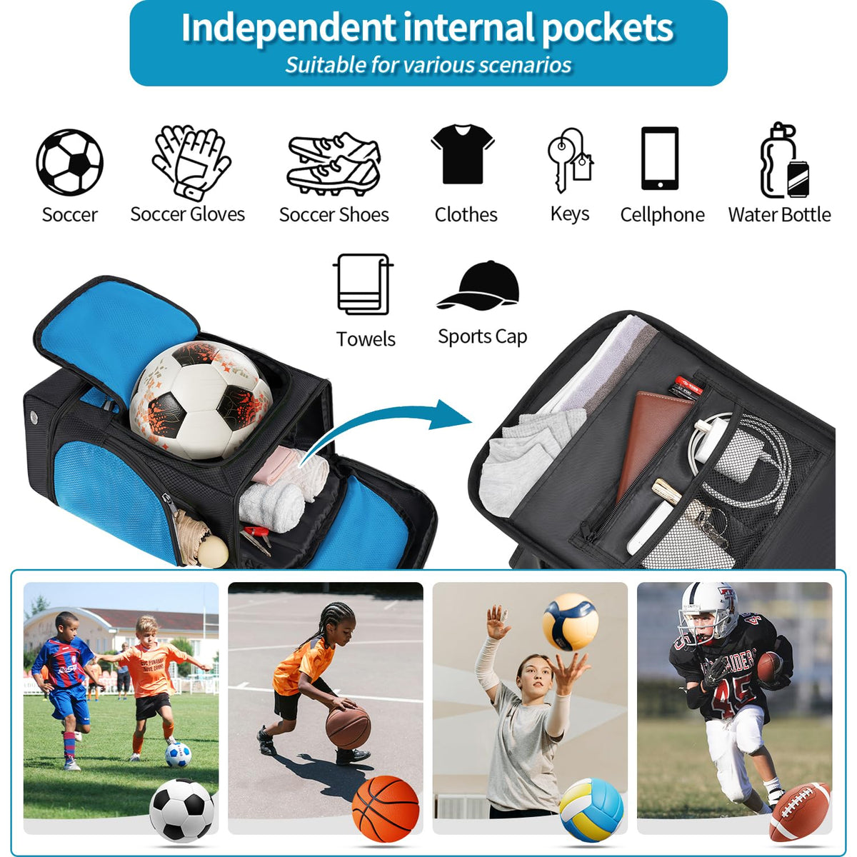 Soccer Backpack,Soccer Bag with Ball Holder and Shoe Compartment