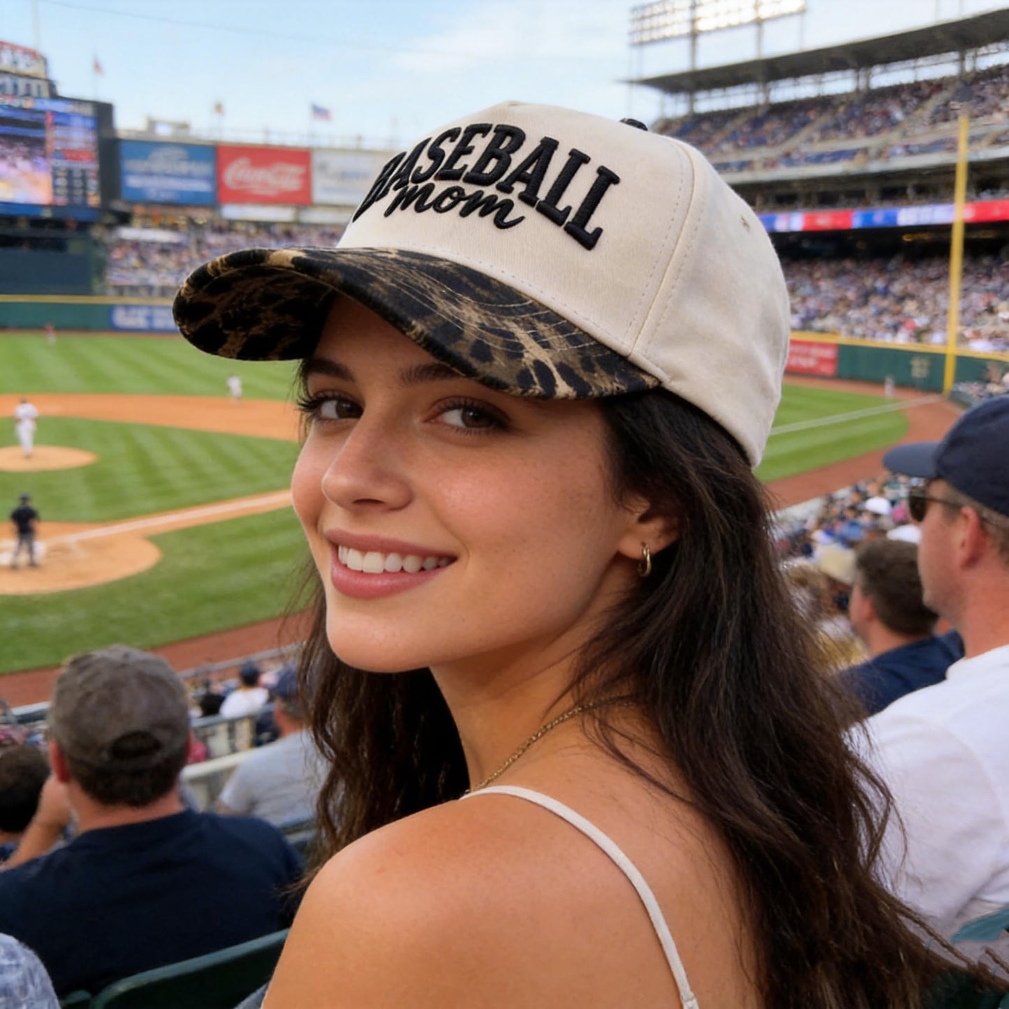 Baseball Mama Trucker Hat- 3D Embroidered Mama Adjustable Cotton Baseball Caps for Women